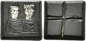 Late 4th to early 5th centuries. Weight of 1 Semissis or 2 Grammata (Bronze, 10x11 mm, 2.27 g), a uniface square coin or commercial weight with bifaci...