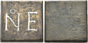 Circa 4th-6th centuries. Weight of 5 Nomismata (Bronze, 24x23 mm, 22.44 g), a uniface square coin weight with plain egdes. Ṅ E engraved in outline and...