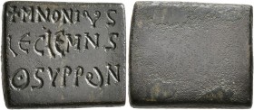 Circa 4th-6th centuries. Weight of 2 Nomismata (Bronze, 18x15 mm, 8.40 g). + M NONIVS / LЄCLЄMNS / Θ SYPPⲰN. Rev. Blank. Bendall -. CPAI -. MAH -. Pon...