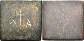 Circa 4th-6th centuries. Weight of 1 Libra (Orichalcum, 58x58 mm, 324.66 g), a uniface square commercial weight with plain edges. &#66177; - A with la...