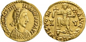 UNCERTAIN GERMANIC TRIBES, Pseudo-Imperial coinage. Mid to late 5th century. Solidus (Gold, 21 mm, 4.37 g, 6 h), Rhine valley region. Imitating an iss...