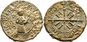 CRUSADERS. Cecilia Capet (circa 1097-1145), 1106-1145. Seal (Lead, 40 mm, 31.93 g). +CЄCIL[IA] RЄGIS FRANCO RV FILIA ('Cecilia, daughter of the king o...