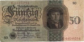 Deutsches Reich bis 1945
Deutsche Reichsbank 1924-1945 50 Reichsmark 11.10.1924. Mit Perforation "MUSTER". Serie D / E. Dazu: 100 Reichsmark 11.10.19...
