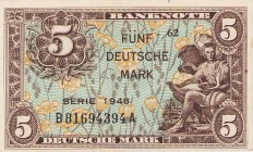 Bundesrepublik Deutschland
Bank deutscher Länder 1948-1949 5 DM 1948. Serie B / A Ro. 236 a II