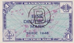 Bundesrepublik Deutschland
Bank deutscher Länder 1948-1949 1 DM 1948. Ohne und mit B-Stempel Ro. 232, 233 a 2 Stück. I und I-