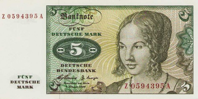 Bundesrepublik Deutschland
Deutsche Bundesbank 1960-1999 5 DM 21.1.1960. Austau...