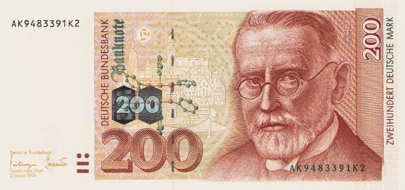 Bundesrepublik Deutschland
Deutsche Bundesbank 1960-1999 200 DM 2.1.1996. Serie...