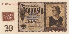 Deutsche Demokratische Republik
Kuponausgaben zur Währungsreform 1948 1, 2, 5, 10, 20, 50 und 100 Mark 1948 Ro. 330, 331, 333-338 8 Stück. I