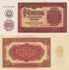 Deutsche Demokratische Republik
Militärgeld der Nationalen Volksarmee 50 Deutsche Mark 1955. Mit Maschinenstempelaufdruck. Serie YA, Nr. 5705434 Ro. ...