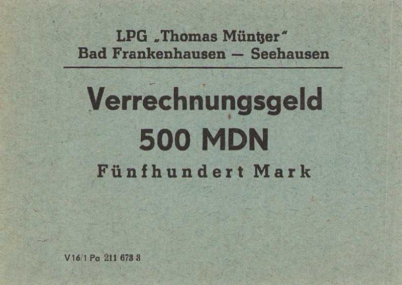 Deutsche Demokratische Republik
LPG-Geld 1, 5, 10, 20, 50, 100 und 500 MDN o.D....
