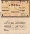 Militär-und Besatzungsausgaben Erster Weltkrieg
Militärausgaben in Frankreich 1914/1915, Ausgaben der Zweiten Armee 10 Francs 13.1.1915. Faks.-Uchr. ...