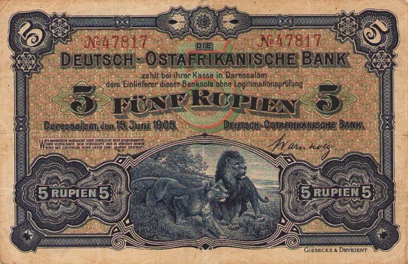 Geldscheine der deutschen Kolonien
Deutsch-Ostafrika, Deutsch-Ostafrikanische B...