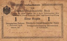 Geldscheine der deutschen Kolonien
Deutsch-Ostafrika, Deutsch-Ostafrikanische Bank, Kriegsausgaben 1915/16 - Interims-Banknoten 1 Rupie 1.2.1916. Ser...