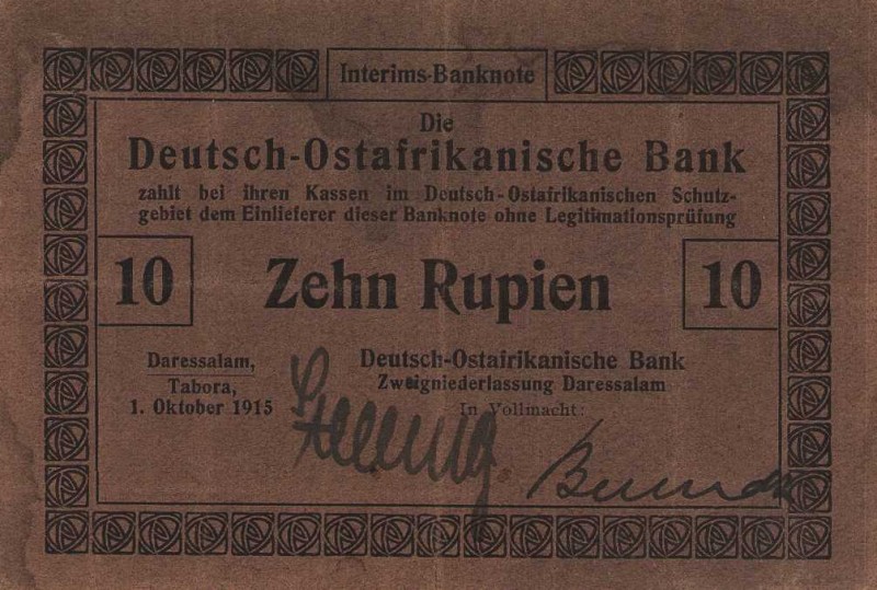 Geldscheine der deutschen Kolonien
Deutsch-Ostafrika, Deutsch-Ostafrikanische B...