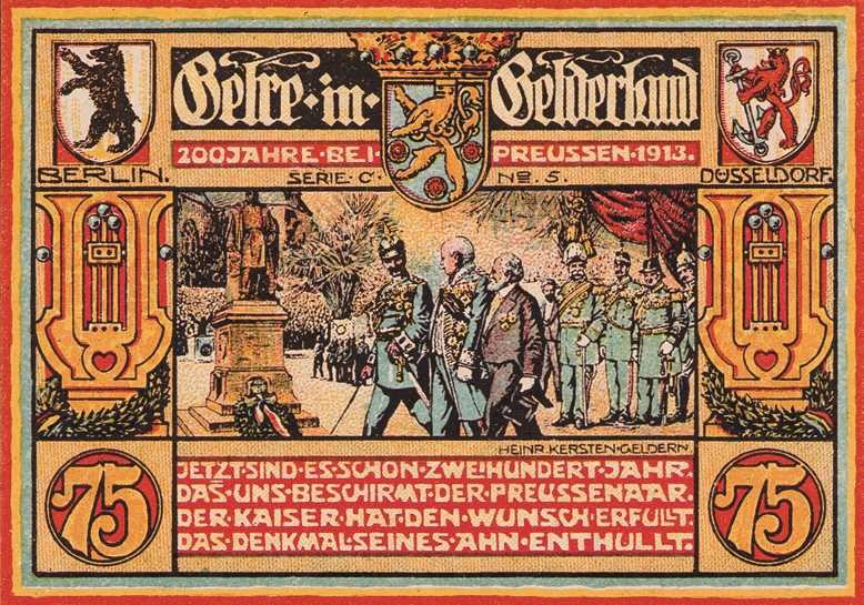 Städte und Gemeinden
Geldern (NRW) 6x 75 Pfennig 19.-21.8.-1922. Männergesangsv...