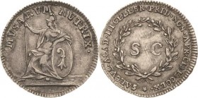 Akademien, Schulen, Universitäten
Basel Silbermedaille 1760 (Mörikofer) 300 Jahre Universität. Sitzende Minerva mit Baselschild, MVSARVM NVTRIX (= Di...