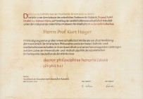 Akademien, Schulen, Universitäten
Berlin Verleihungsurkunde 1978. Ehrendoktorwürde von Prof. Kurt Hager der Humboldt Universität Berlin. In dekorativ...