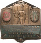 Ausbeute, Bergbau, Hüttenwesen
 Farbig emaillierte, einseitige Bronzeplakette 1932. Reichszielfahrt des AMV zum 1. Verbandstag nach Schöningen. Bergm...
