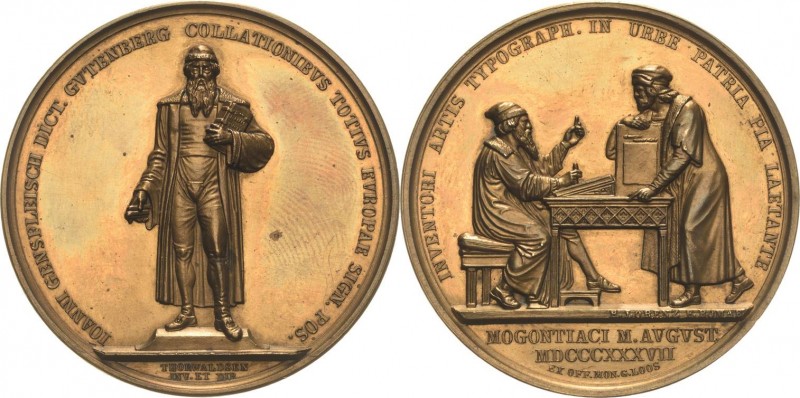 Buchdruck
 Goldbronzemedaille 1837 (H. Lorenz) Errichtung des Gutenberg-Denkmal...