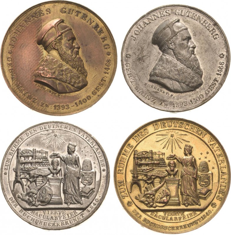 Buchdruck
 Bronzemedaille 1840 (Ehrhardt) 400-Jahrfeier der Erfindung des Buchd...