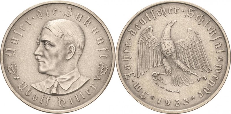 Drittes Reich
 Silbermedaille 1933 (O. Glöckler) Machtergreifung Hitlers. Brust...
