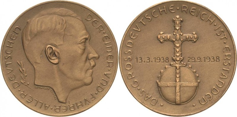 Drittes Reich
 Bronzemedaille 1938 (Hanisch-Concée) Auf das Großdeutsche Reich ...