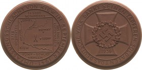 Drittes Reich - Porzellanmedaillen
 Braune Porzellanmedaille 1941 (Meißen) Doppelschlacht von Brjansk und Wjasma. Karte / Eisernes Kreuz. 51 mm Scheu...
