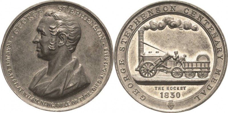 Eisenbahnen
 Zinnmedaille 1830 (T.P. Chapman) Auf das Jahrhundert des Eisenbahn...