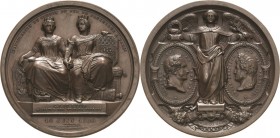 Eisenbahnen
 Bronzemedaille 1846 (Hart) Eröffnung der Eisenbahnlinie von Brüssel nach Paris. Die beiden Stadtgottheiten thronen nebeneinander einande...
