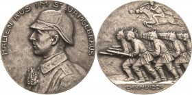 Erster Weltkrieg
 Silbermedaille o.J. (1914) (P. Leibküchler) Schlacht bei Dixmuiden in Westflandern. Brustbild eines Soldaten nach links / Sturm ein...