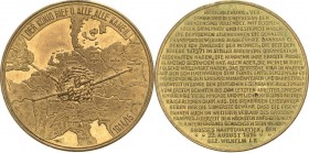 Erster Weltkrieg
Vergoldete Bronzemedaille 1915 (unsigniert) Auf die Leistung der deutschen Eisenbahnen bei der Mobilmachung im I. Weltkrieg. Landkar...