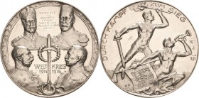 Erster Weltkrieg
 Silbermedaille 1916 (F. König/Lauer) Auf den Viererbund. Brustbilder Mohammeds V. von der Türkei und Ferdinands I. von Bulgarien ne...