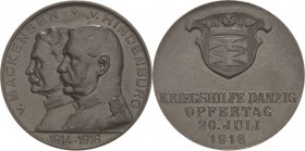 Erster Weltkrieg
 Zinkmedaille 1916 (unsigniert) Kriegshilfe Danzig. Brustbilder Mackensens und von Hindenburgs nebeneinander nach links / Stadtwappe...