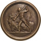 Erster Weltkrieg
 Einseitige Bronzegussplakette 1918 (Victor Peter) Sieg über Deutschland - "Dédié aux Liberateurs - 1914-1918". Französischer Soldat...