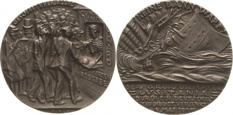 Medailleur Goetz, Karl 1875 - 1950
 Eisengussmedaille 1915. Auf die Torpedierun...