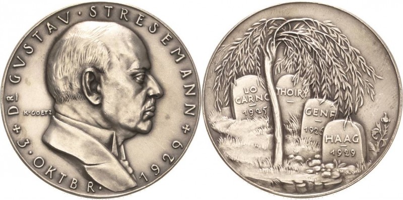 Medailleur Goetz, Karl 1875 - 1950
 Silbermedaille 1929. Tod des deutschen Auße...