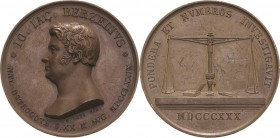 Medicina in nummis
Stockholm Bronzemedaille 1830 (W. Kirchner/Loos) Brustbild nach links / Balkenwaage zur Atomgewichtsbestimmung. 41,2 mm, 44,82 g S...