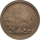 Napoleon, Befreiungskriege und ihre Jubiläen
 Einseitige bronzierte Zinnplakette 1789 (Andrieu) Sturm auf die Bastille. Kampfhandlungen. 85,5 mm, 85,...