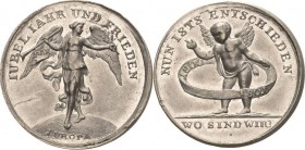 Napoleon, Befreiungskriege und ihre Jubiläen
 Zinnmedaille 1801 (unsigniert) Auf den Frieden von Lunéville. Im Kreis mit Jahreszahlen 1800 - 1801 ste...