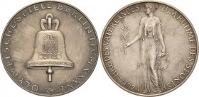 Olympische Spiele und Kongresse
Berlin 1936 - XI. Olympische Sommerspiele Silbermedaille 1936 (K. Roth) Offizielle Erinnerungsmedaille. Olympiaglocke...