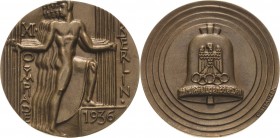 Olympische Spiele und Kongresse
Berlin 1936 - XI. Olympische Sommerspiele Bronzegussmedaille 1936 (O. Placzek) Teilnehmermedaille. Sportler nach rech...