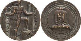 Olympische Spiele und Kongresse
Berlin 1936 - XI. Olympische Sommerspiele Bronzegussmedaille 1936 (O. Placzek) Teilnehmermedaille. Sportler nach rech...