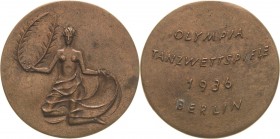 Olympische Spiele und Kongresse
Berlin 1936 - XI. Olympische Sommerspiele Bronzegussmedaille 1936 (unsigniert) Offizielle Teilnehmermedaille "Olympia...
