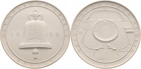 Olympische Spiele und Kongresse
Berlin 1936 - XI. Olympische Sommerspiele Weiße Porzellanmedaille (Meißen) Glocke / Reichssportfeld aus der Vogelpers...
