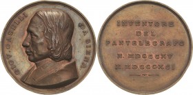 Personenmedaillen
Caselli, Giovanni 1815-1891 Bronzemedaille o.J. (Maluberti) Auf den Erfinder des Pantelegraphen. Brustbild nach links / 5 Zeilen Sc...