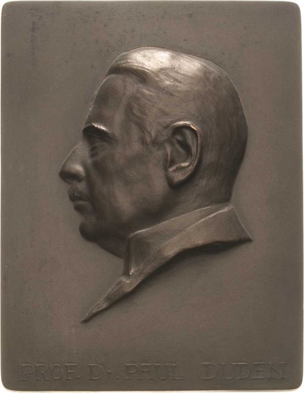 Personenmedaillen
Duden, Paul 1868-1954 Einseitige Bronzegussplakette o.J. Auf ...