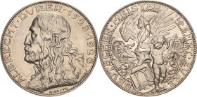 Personenmedaillen
Dürer, Albrecht 1471-1528 Silbermedaille 1928. 400. Todestag von Albrecht Dürer. Brustbild nach links / Familienwappen. Randschrift...