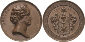 Personenmedaillen
Goethe, Johann Wolfgang 1749-1832 Bronzemedaille 1899 (O. Bergmann) 150. Geburtstag. Kopf nach rechts / Wappen. 42,5 mm, 33,61 g Fö...
