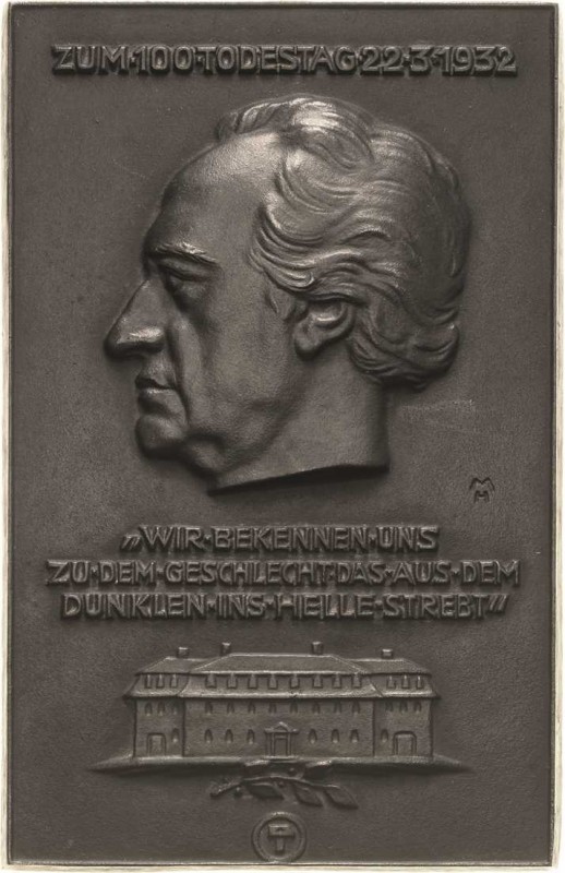 Personenmedaillen
Goethe, Johann Wolfgang 1749-1832 Einseitige hohle Bronzeguss...