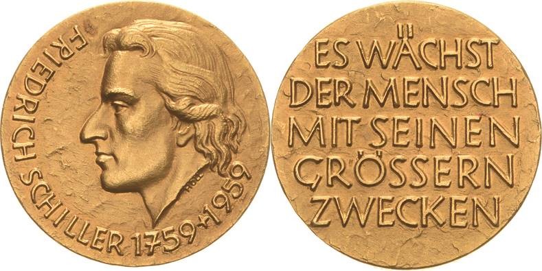 Personenmedaillen
Schiller, Friedrich von 1759-1805 Goldmedaille 1959 (Holl) 20...